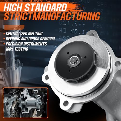 AW6701 Professional Engine Water Pump w/4 Bolt Pulley Flange Compatible With Ford F-150 2014-2011, Mustang 2014-2011 5.0L V8 Replace#1253270, 43014 - Image 2