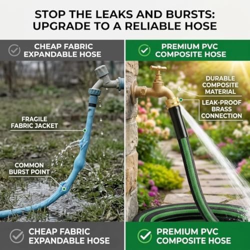 High Pressure Garden Hose 25 FT, Heavy Duty 700 PS 25FT 700PSI High Pressure Garden Hose Leak Proof PVC 10-Spray Nozzle - Image 4