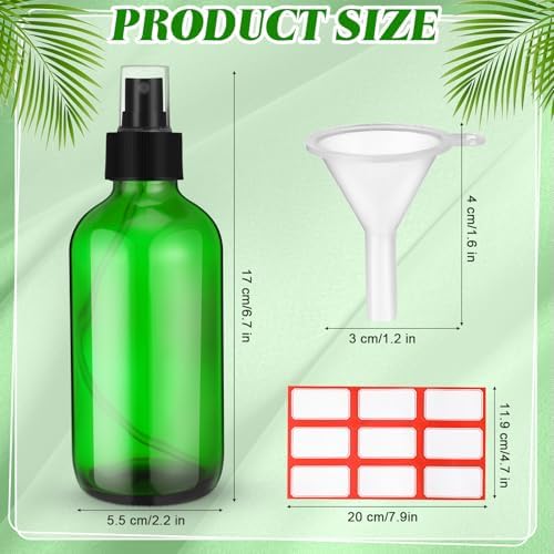 Norme 12 Pcs 8 oz Glass Spray Bottles, Funnels and Labels, Green, Stylish - Image 2