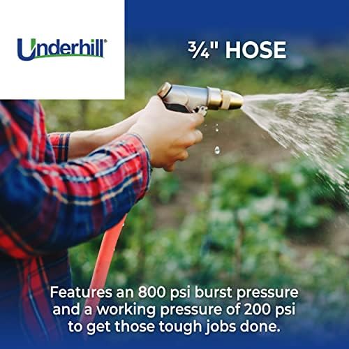 Underhill UltraMax Commercial Garden Water Hose, Heavy-Duty, Rubber, Flexible, Anti-Kink, 200 psi WP, 800 psi BP, H75-125R, ¾ Inch x 125 ft GHT, Red - Image 4