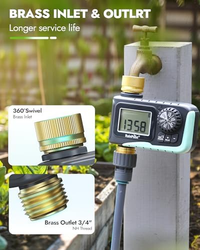 RAINPOINT Brass Inlet & Outlet Water Timer & Garden Hose Splitter - Image 4