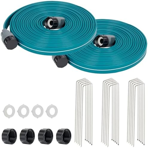LINEX Sprinkler Soaker Hose 25ft x 2, Garden Lawn Watering Hose with Stakes by LINEX