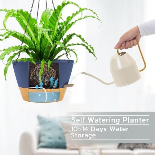 ZMTECH Large 12Inch Self Watering Hanging Planter, Water Window & Chain - Image 4