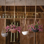 Root & Vessel Self Watering Hanging Planter for Indoor or Outdoor Plants, Unique Marbled Hanging Basket Made of Eco-Friendly Blend of Stone & Plastic, White, 10" - Image 4