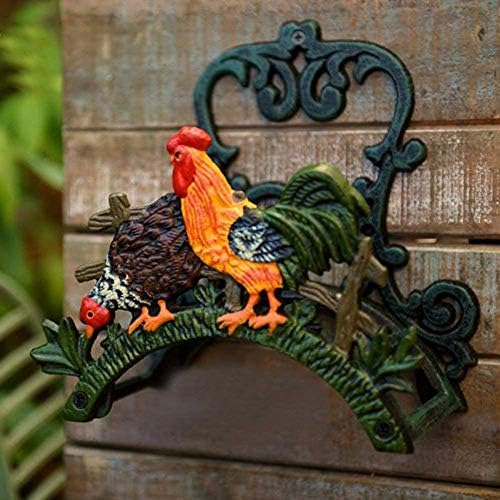 Sungmor Heavy Duty Cast Iron Garden Hose Holder | Wall Mounted Water Hose Hanger | Decorative Indoor Outdoor Hose Rack Reel | 50FT 75FT 100FT Water Hose Bulter Storage | Lovely Cock Metal Hose Stand - Image 2