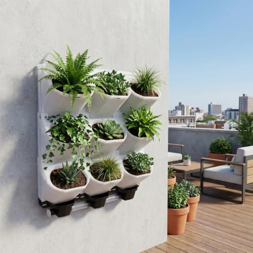 Vertical Wall Planter 3-Tier, 9-Pot Hanging Plant Holder(White) - Image 4