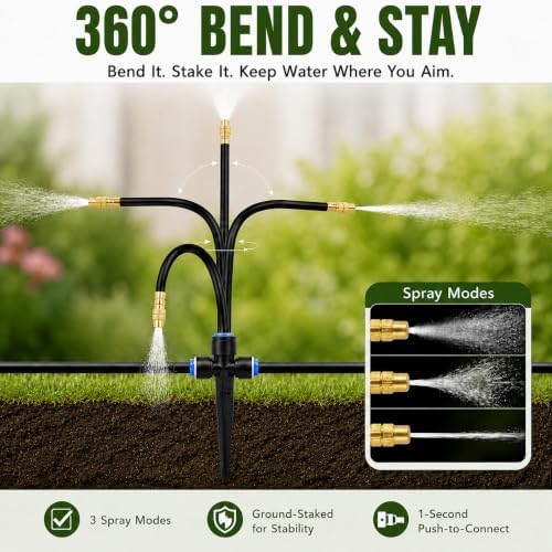 Misting Nozzles 40 Pack, 8" Adjustable Sprayers for 1/4 Tubing - Image 2