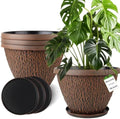 Nooulap 16 Inch Large Outdoor Plant Pot, 4 Pack, Brown by Nooulap