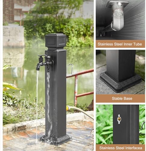 Stainless Steel Outdoor Water Column with Extender, Freestanding Faucet & Spray Gun, Versatile Garden Hose Holder, Durable Spigot Post for Efficient Watering - Image 5