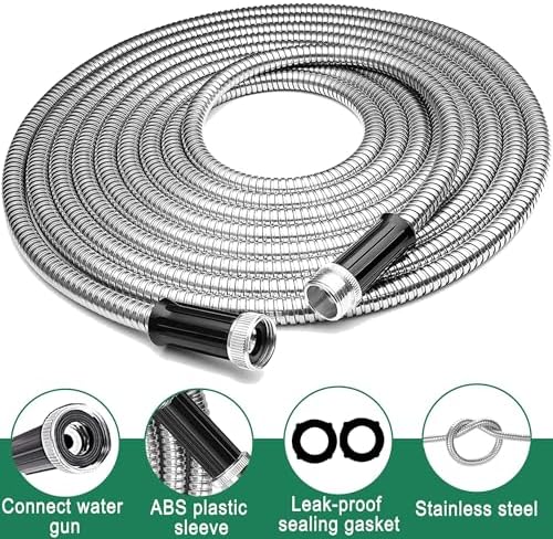 75ft Stainless Steel Garden Hose with 2 Nozzle Flexible Water Hose Lightweight Portable Tangle Free Metal Pipe for Patio Lawn Outdoor Heavy Duty Watering Water Pipe - Image 5