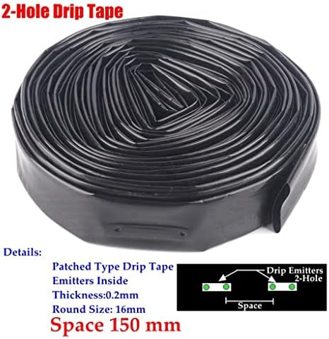 1pcs 16mm 2-Hole Irrigation Drip Tape, for Greenhouse Under Film Irrigation Drip Hose Micro Irrigation System Streamline Soaker Hose 5~50m (Color : Space 150mm, Size : 50meters (164ft)) - Image 2