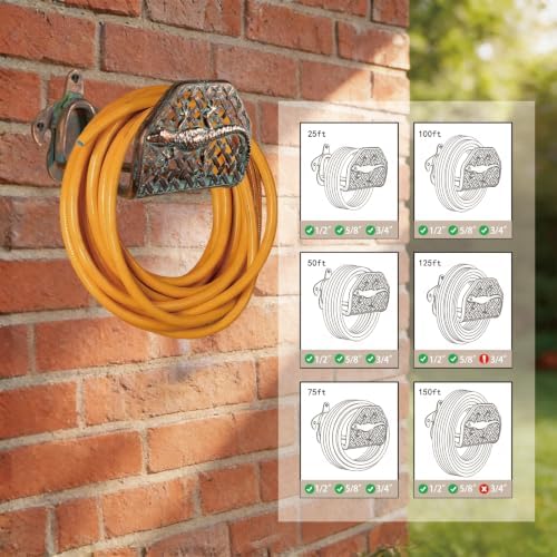 Garden Hose Holder Wall Mount for Outdoor Yard, 100 lbs Load Capacity Heavy-Duty Water Hose Hanger, Holds 150 Feet of Wall-Mounted Metal Gecko Decorative Hose Rack Hook for Outside Patio, Garage - Image 3