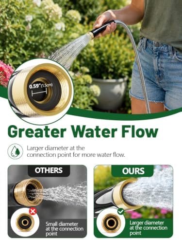 SPECILITE 75ft 304 Stainless Steel Garden Water Hose with Brass Nozzle - Image 2