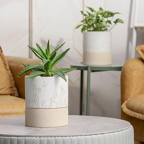 Nihow Self Watering Pots for Indoor Plants,6 Inch,White & Nature - Image 4