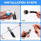 Sewer Jetter Kit for Pressure Washer, 50FT 5800 PSI Drain Cleaner Hose with 1/4" NPT Corner, Rotating and Button Hose Sewer Jetting Nozzle, Waterproof Tape, Pearl Corsage Pin, Spanner, Glove - Image 6