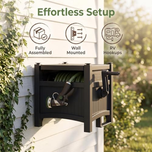 100 Ft Concealed Garden Hose Reel, All Weather Resin Construction - Image 6