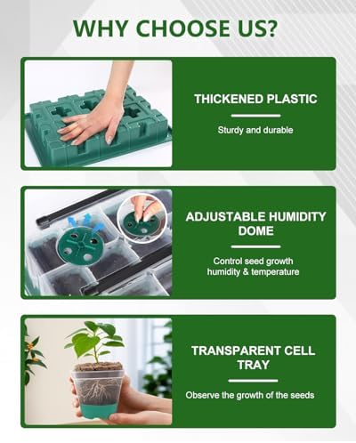 12 Cell Seed Starter Kit with Grow Light Heating Mat & Silicone Pots - Image 4