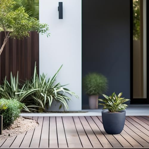 Kante Small Round Bowl Charcoal Concrete Planter 10" Dia, Outdoor - Image 6