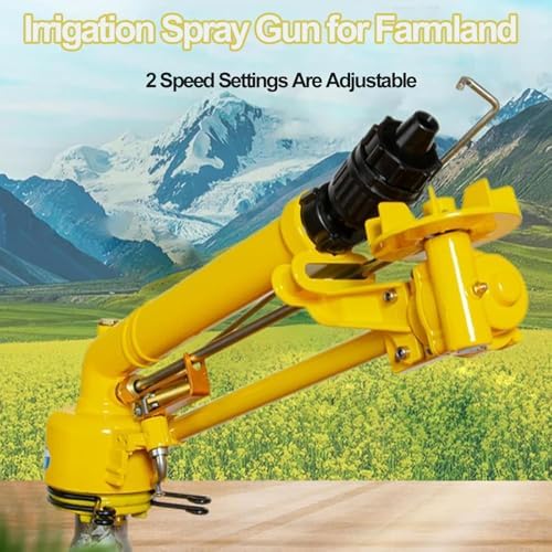 Farm Irrigation Spray Gun, 360° Adjustable Sprinkler with 6 Nozzles, Pressure Gauge, 2 Speed Settings, Large Area Watering for Lawn, Garden, Agriculture - Image 2