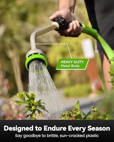 RainPoint Quick Connect Brass Fittings (2 Sets) & 16" Metal Watering Wand – 9 Spray Patterns, Heavy-Duty Garden Hose Sprayer Nozzle with Instant Connection, Leak-Free, Universal 3/4" GHT - Image 5