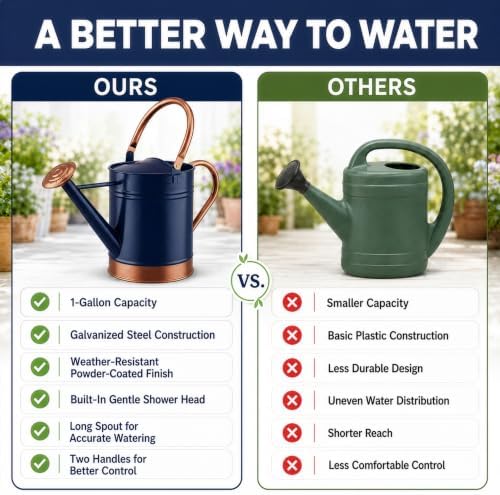 Gardenised 1-Gallon Steel Watering Can with Precision Long Spout for Controlled and Shower Watering Ideal for Indoor & Outdoor Plants Flowers & Houseplants, Blue - Image 3