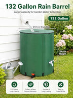 132 Gallon Collapsible Rain Barrel, Portable Rainwater Collection System, Rain Catcher Barrel with Two Spigots and Overflow Kit, Rain Water Barrel Collector for Garden, Green - Image 3