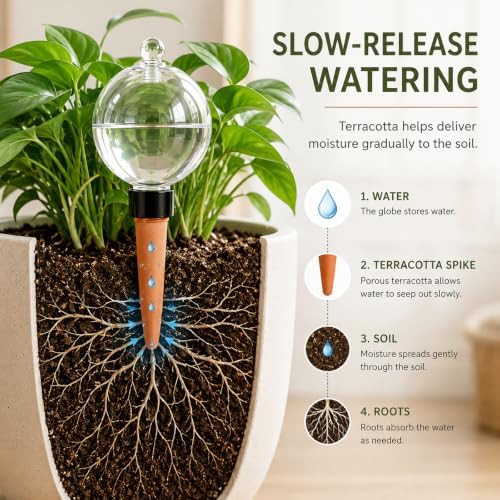 4Pcs Plant Watering Globes, 17oz Self-Watering Bulbs with Terracotta Spikes - Image 2