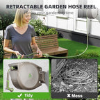 PINWHEEL 5/8in 100FT Retractable Garden Hose Reel, Automatic Retractable Hose with 10-Pattern Spray Nozzle, 180° Swivel Bracket, 3-Layer PVC Durable Water Hose for Yard Lawn Care (100 FT) - Image 3