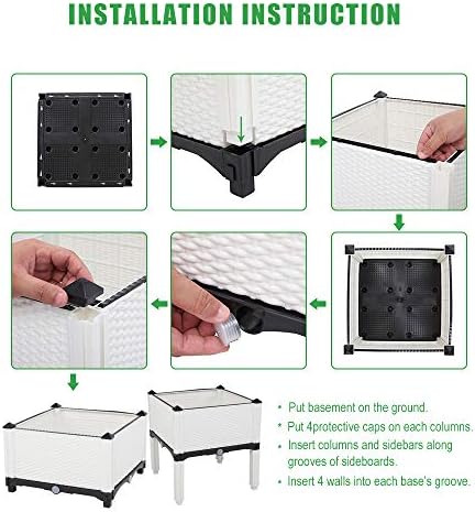 Ochine Raised Garden Bed Planter Box Kit Self-Watering Plastic Elevated Garden Beds Flowers Vegetables Herbs DIY Gardening Outdoor Indoor Planting Grow Box Container for Garden Patio Balcony Backyard - Image 4