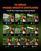 RAINPOINT Full-Metal Garden Hose Nozzle, Heavy Duty Water Hose Nozzle Sprayer With 10 Adjustable Patterns & High Flow,Thumb Control For Flow Adjustment, Ideal For Watering, Washing, Cleaning,Orange - Image 6