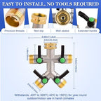 EJW Hose Splitter 4 Way, Garden Hose Splitters, Heavy Duty Faucet Splitter,Rv Brass Water Hose Y Splitter, Hose Connector, Spigot Splitter, Four Way Hose Manifold Valve 3/4 Inch GHT Thread. - Image 3