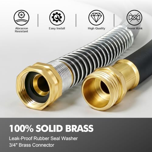 Flexible Rubber Garden Hose 100ft, 5/8" Hybrid Rubber Hose Heavy Duty - Image 5
