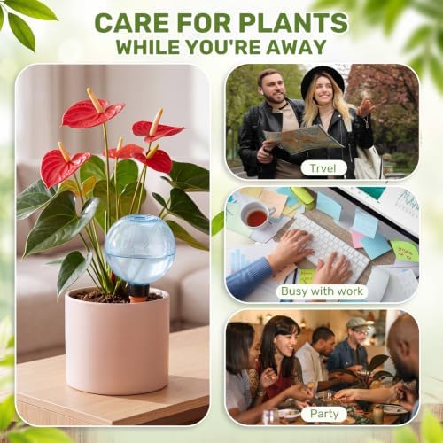8 Pcs 17 oz Plant Watering Globes with Terracotta Self Watering Planter Insert Plastic Clear Self Water Bulbs for Indoor Outdoor Automatic Drip Irrigation Water Devices (Blue) - Image 6