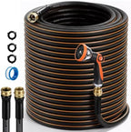 Garden Hose 100ft 5/8 Inch Heavy Duty All-Weather Flexible with Anti-Kink Swivel Connectors 550 PSI Leakproof Brass Fittings and 10-Mode Spray Nozzle by GOCHIFIX