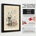 Framed Canvas Wall Art Vintage Sewing Kit Jasmine Earthy Sepia Botanical Spool Canvas Print Poster Black Frame Wall Decor for Craft Room Studio Cottagecore, Antique Encyclopedia Art - 24x36 Inch - Image 3