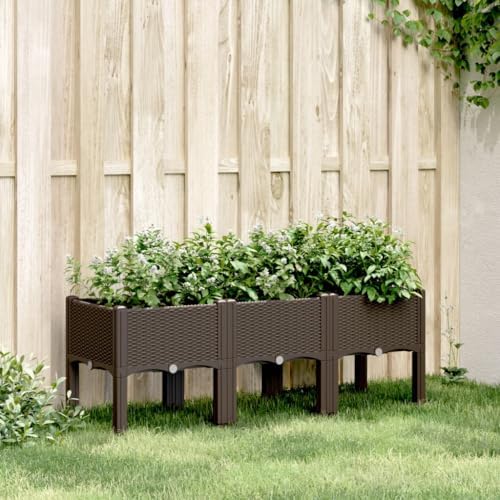 Brown Outdoor Elevated Garden Planter Box 47.2"x15.7"x16.5" PP - Image 2