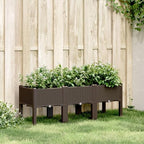 Elevated Garden Planter Box with Legs Rattan Look PP Brown - Image 2