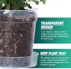 1 Gallon 6 Inch Clear Plastic Plant Pot with Drainage Holes, Interlocking & Detachable Tray - Deep Saucer - Durable BPA-Free Plastic, Transparent Design, Raised Base for Airflow, Set of 6, 92-X-A-6 - Image 3