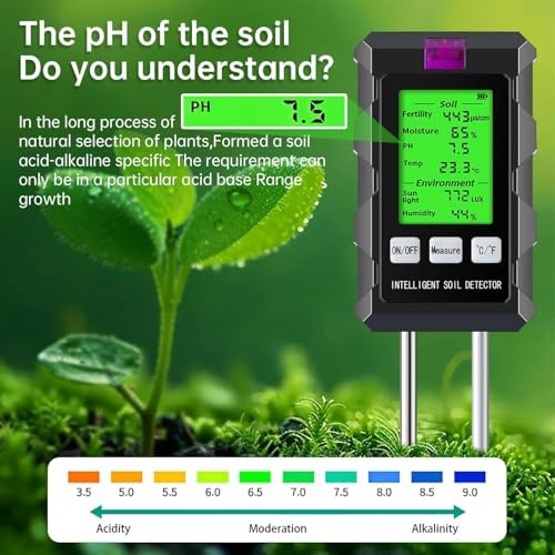 6-in-1 Soil Tester, Soil Moisture Meter with pH Meter, Soil Moisture, Environment, Sunlight, Humidity, Fertility for Agriculture, Gardening and Outdoor Plants (2 *AAA Battery Needed) - Image 5