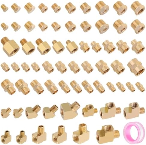 68PCS Brass Pipe Fitting & Adapters Assortment for Air/Fuel/Water/Oil Hose by HOME