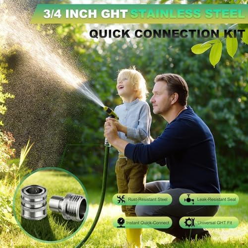 5 Sets 3/4 GHT Stainless Steel Garden Hose Quick Connect Fittings Set - Image 2