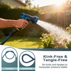 garden hose 100 FT, non-extendable and ultra-lightweight, equipped with 10-function nozzle. Kink-free, sturdy, flexible, and wear-resistant, suitable for use in yards, lawns, outdoors (100 FT) - Image 5