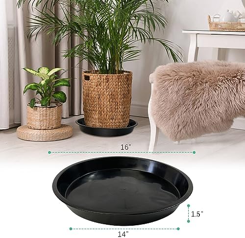 Plant Saucer 14 16 18 20 22 Inch, 4 Pack Heavy Duty Large Plant Tray for Planter Pot, Plastic Flower Pot Saucers Drip Water Trays for Indoors and Outdoors (16 Inch) - Image 2