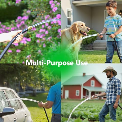 Guitrees 75FT 5/8 Heavy Duty Rubber Garden Hose - 300psi Working, 1000psi Burst - Hot/Cold Water - Five-Layered Braiding for Durability - Versatile for Gardening, Agriculture, Construction(Black) - Image 4