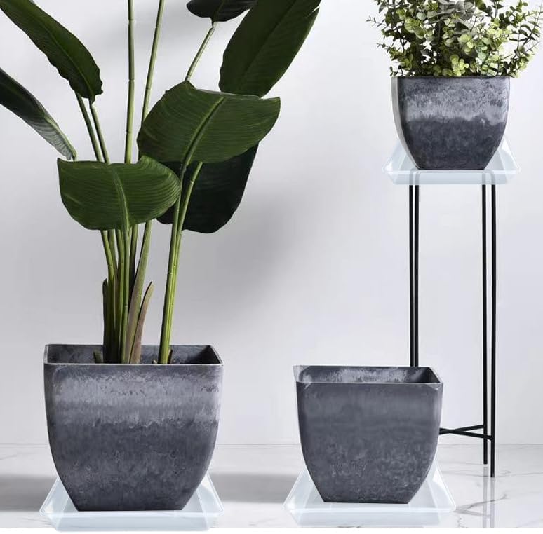 LWALRS Square Plant Saucer 14 Inch 5 Pack, Sturdy Clear Plastic Flower Plant Pot Saucer, Square Planters for Indoors and Outdoors Plants, Garden Plant Saucers for Pots Plant Trays. - Image 7