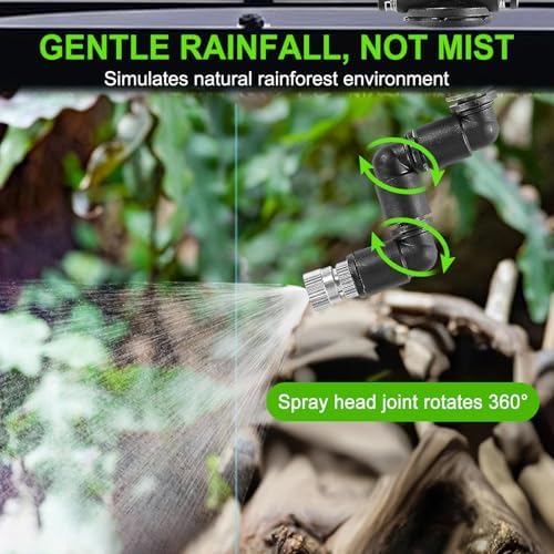 Reptile Misting System with Timer, 6 Adjustable-Joint Nozzles, Self-Priming Pump, Quiet Fine Mist for Chameleons, Geckos, Frogs & Terrariums - Image 3