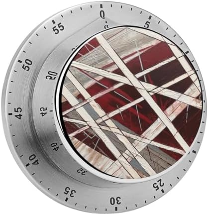 Mechanical Kitchen Timers for Cooking,White and Maroon Style Printed 60 Minute Magnetic Countdown Timer,Cute Cooking Timers with Alarm,Stainless Steel Time Timer Manual No Batteries Required by Unknown