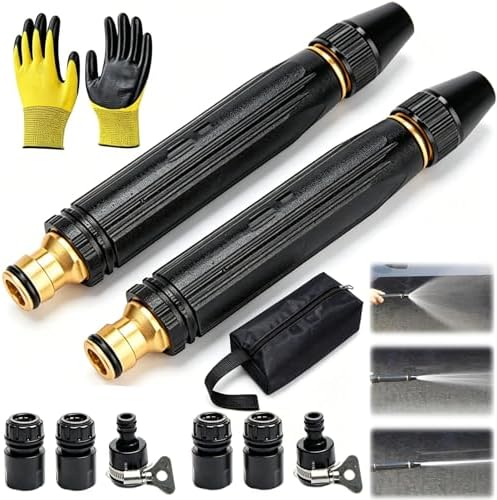 2026 Professional Jet Sweeper Nozzle, Heavy Duty Adjustable Twist Hose Nozzle Jet Sweeper Nozzle, Home High Pressure Car Wash Water Gun for Garden Hose, Watering, Lawn, Car (2PCS) by Unknown