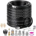 Sewer Jetter Kit for Pressure Washer 100FT, 5800PSI Drain Cleaner Hose 1/4 Inch NPT Corner Rotating and Button Nose Sewer Jetting Nozzle Pearl Corsage Pin Waterproof Tape with Spanner (100FT) by Laopypor