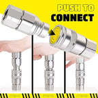 1/2’’ NPT Skid Steer Hydraulic Couplers, Bobcat Flat Face Quick Connect Fittings with 2PCS Dust Covers - Image 4